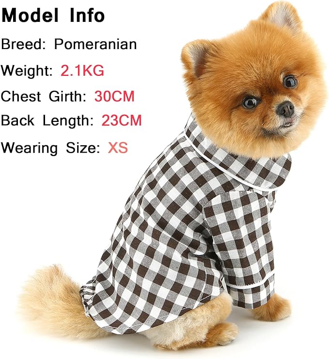 SMALLLEE_LUCKY_STORE Dog Pajamas for Small Medium Dogs Cats Soft Pet Sleepwear Shirts Comfortable Lapel Pjs Loungewear Clothes Bulldog Chihuahua Yorkie Two-Legged Outfit, Coffee, 5XL