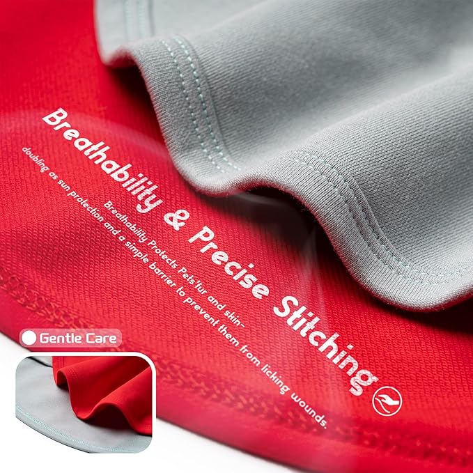 Koneseve Dog Shirt Breathable Cloth Stretchy for Small Medium Dogs 2-Pack Sunny Red & Smoky Blue 2XL