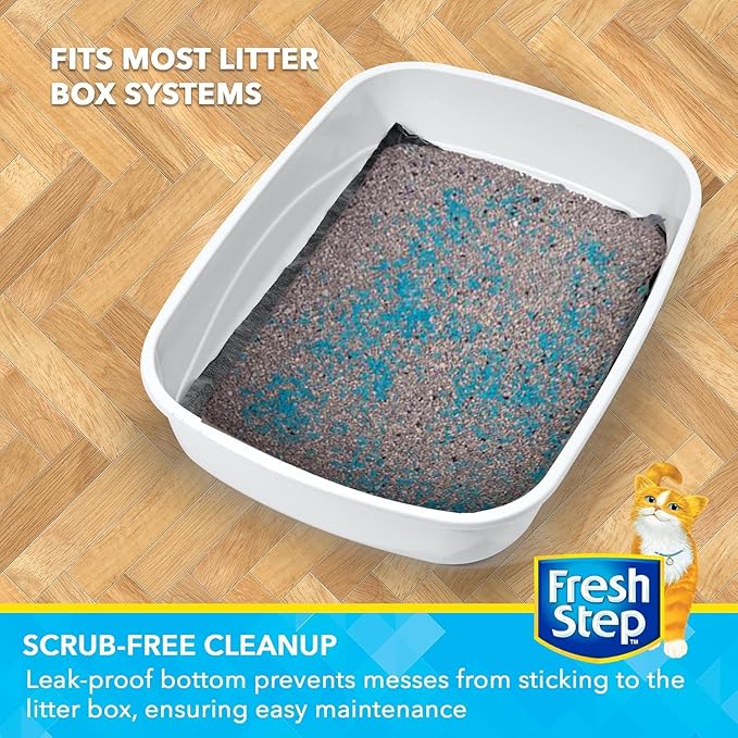 Fresh Step Charcoal Litter Box Pads with Activated Carbon for Odor Control, Ultra-Absorbent with Leak-Proof Bottom for Scrub-Free Cleanup, 16.9 x 11.4 Inches, 7 Count - 2 Pack