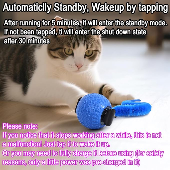 GoldenLife Interactive Cat Toys for Indoor Cats, Hamster Ball with Speedy Tail 2.0, Safe Silicone，3 Modes (Speed/Light) & Type-C Charging, Durable Moving Dog Toy for Indoor Cats/Dogs (Orange)