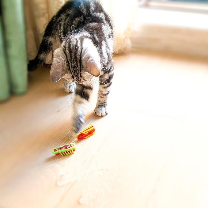 Cat Toys Teaser Interactive，Mini Electronic Robot Beetle Funny cat Toy, Cat Bug Educational Toy for Indoor Cats Kitten Play Chase Exercise，2pcs (Beetle+Mouse)