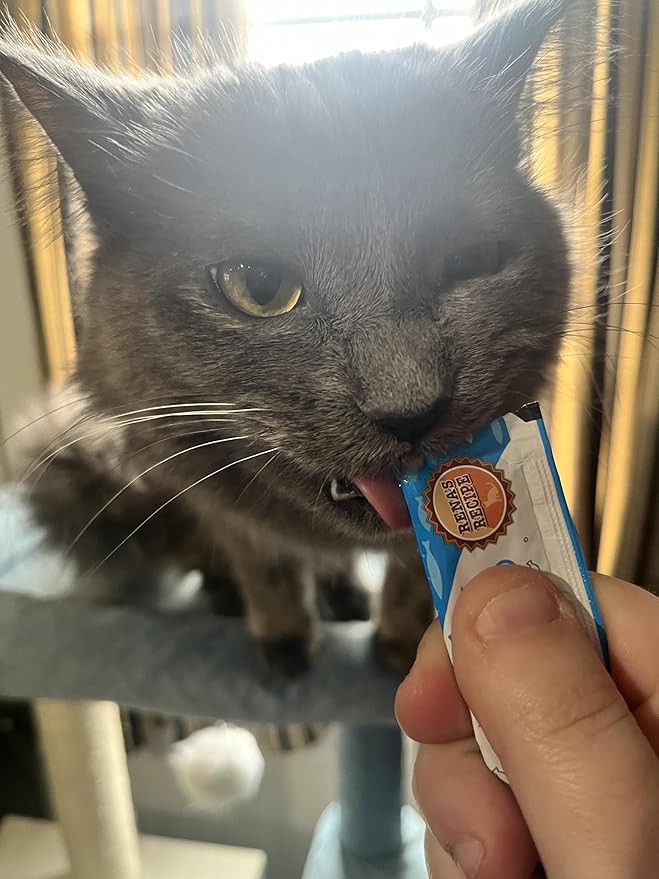 Rena's Recipe Kitty Licks Lickable Cat Treats Variety Pack 28 Tubes Creamy Cat Treat Purée 7 Flavors Tuna Chicken Grain Free Cat Squeeze Treats