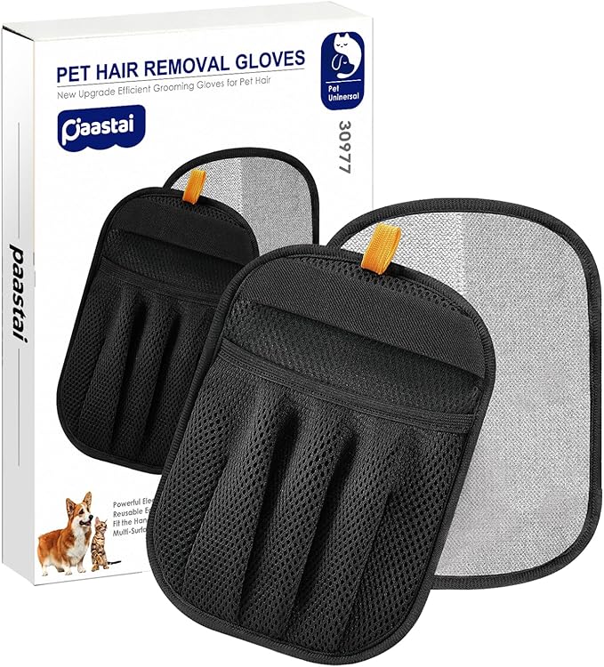 Pet Hair Removal Glove, Upgraded Five-Finger Electrostatic Magic Brush Pet Hair Remover, Reusable Cat & Dog Hair Remover for Couch, Furniture (2PCS)