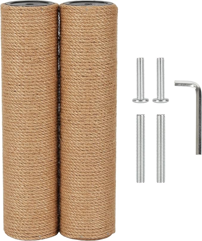 7.4cm 2.91in Diameter Cat Tree Scratching Post Replacement Jute Pole Parts for Cat Tower (11.81in/30cm, M8*2poles)