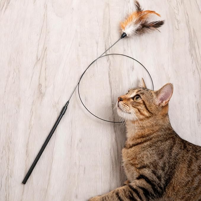 5 Pack Cat Wand Toy Replacement Rod, 32'' Flexible Steel Wire Teaser Indoor Cats Chase Toys Indoor Cat Interactive Toys for Feather Toy Worms