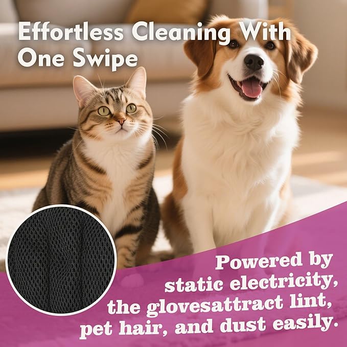 Premium Pet Hair Remover Glove for Dogs & Cats Electrostatic Upgraded Reusable Grooming Mitt Gentle Deshedding Brush for Shedding Easy Clean & Durable