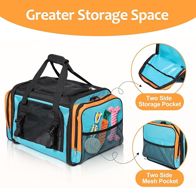 Discala Large Cat Carrier for 2 Cats, Pet Carrier, Dog Carrier for Small Dogs, Cat Carrier Soft, Collapsible Large Pet Carrier for Traveling Indoor and Outdoor Uses - Blue 23"x13"x13"