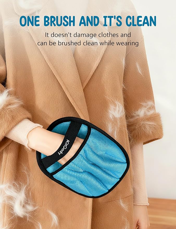 Upgraded Five-Finger Electrostatic Pet Hair Removal Glove for Cats & Dogs, Reusable Magic Brush Grooming Mitt for Furniture, Couch, Carpet, Car Seat & Clothing