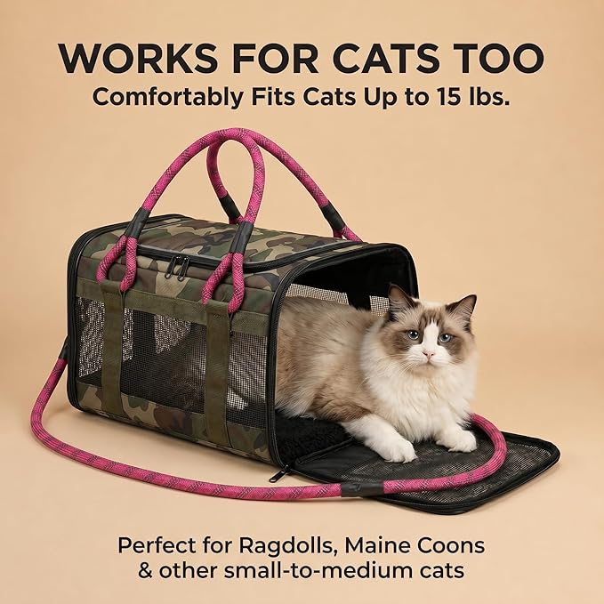 Soft-Sided Dog & Cat Carrier | for Car Rides, Vet Visits, Errands & Daily Outings | Fits Small Dogs & Cats Up to 15 lbs | 18" L x 11.5" H | Yorkies, Chihuahuas & More