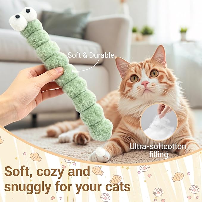 Cat Toys Pillows 3 Pack, Large 15.96” Cat Kicker Toys with Catnip Inside, Durable Interactive Cat Toys for Indoor Cats, Soft Kick Sticks for Exercise & Play