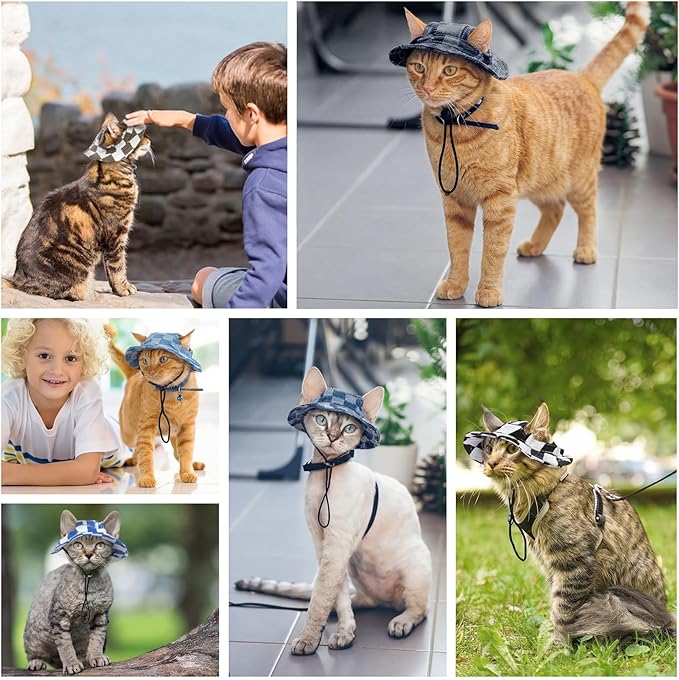 QBLEEV Cat Hats for Cats Only, Sphynx Hat with Ear Hole, Kitten Headwear Mini Sun Sombrero Caps, Summer Cat Cowboy Hats, Pet Chihuahua Sunscreen Baseball Outdoor Climbing Cap Birthday Party