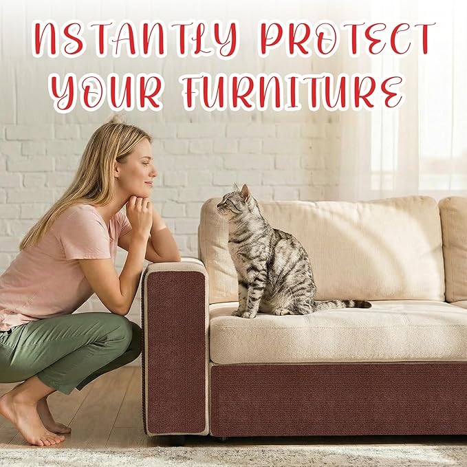 18 PCS Large Cat Scratch Furniture Protector, Couch Protector from Cat Claws, Scratch Mat for Pet Couch Furniture Covering, Cats Scratching Post Replacement Pads 17IN (Brown)