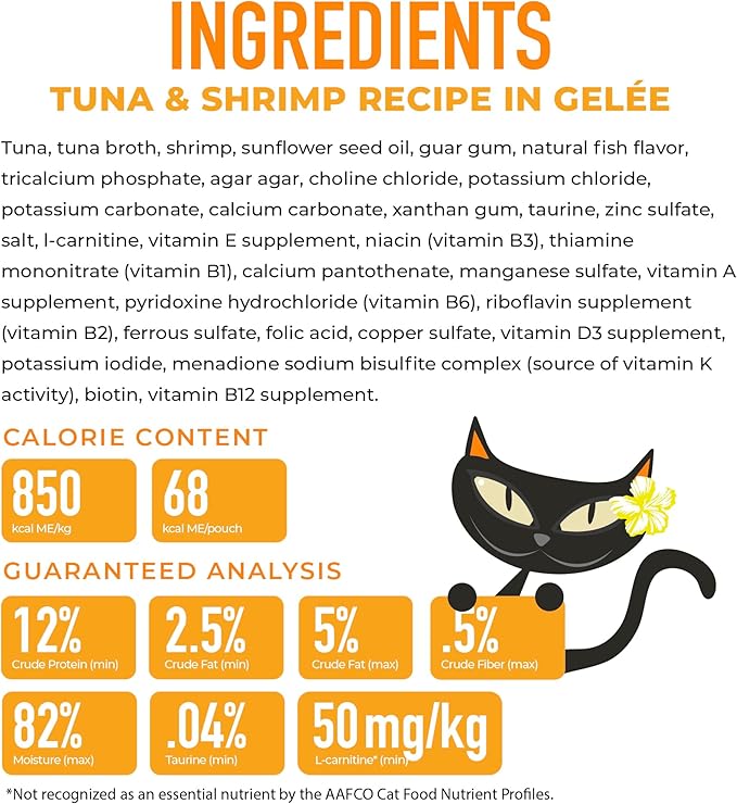 Tiki Cat Gelee Wet Cat Food, Tuna & Shrimp, 2.8 oz. Pouch (12 Count)