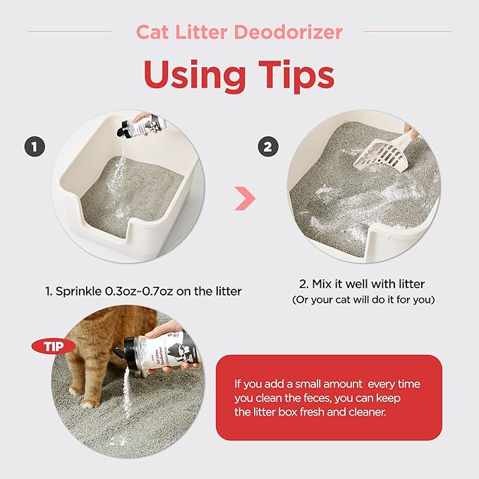 JAYU PET Cat Litter Deodorizer - Litter Box Odor Remover Eliminator with Charcoal & Baking Soda, Controls Cat & Kitten Litter Smells, Fresh Phytoncide Scent for a Cleaner Home 14oz (400g)