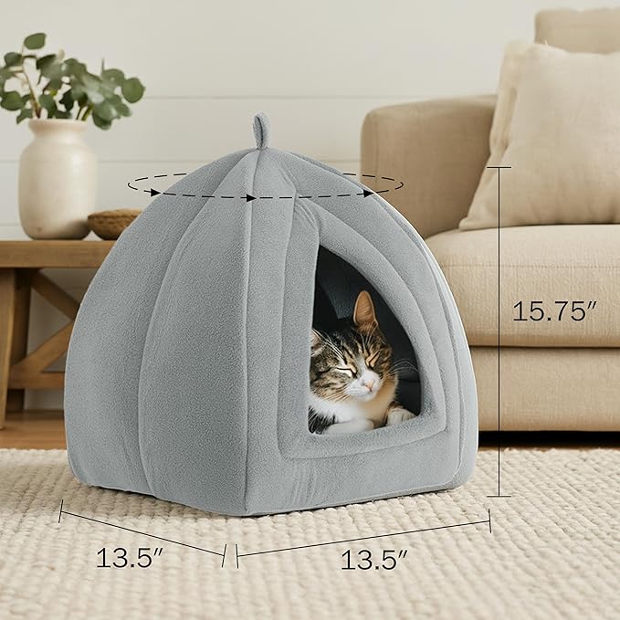 Cat House - Indoor Cat Bed with Removable Foam Cushion - Pet Tent for Kittens, Rabbits, Guinea Pigs, and Other Small Animals by PETMAKER