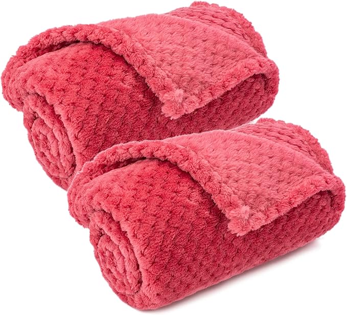 Cranberry Pet Blanket - Warm, Soft, Fuzzy Throws for Dogs & Cats, Plush Fleece for Bed, Couch, Sofa, Travel (S/24" x 32")