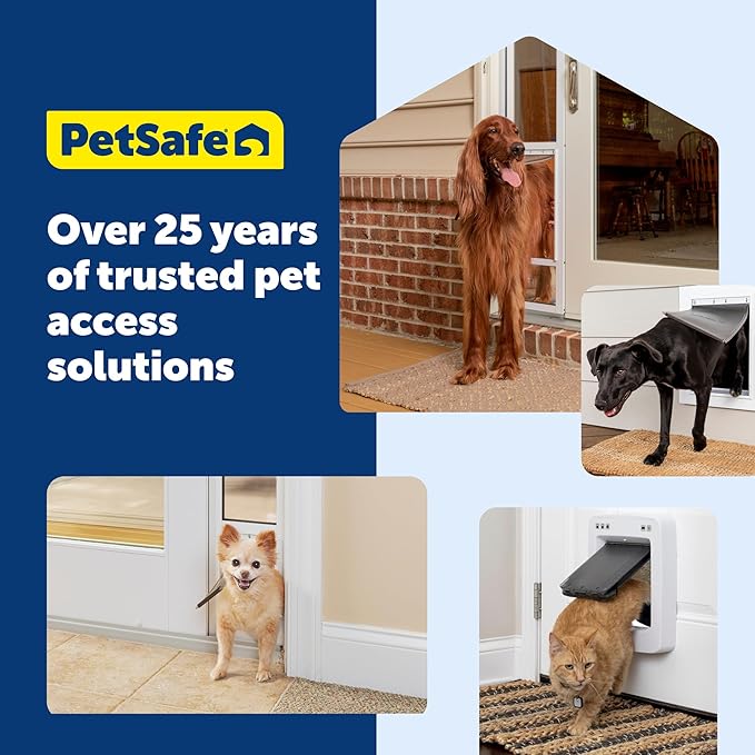 PetSafe 1-Piece Sliding Glass Pet Door for Dogs & Cats - Adjustable Height up to 80 11/16"- Medium, Black, No-Cut DIY Install, Aluminum Patio Panel Insert, Great for Renters or Seasonal Installation