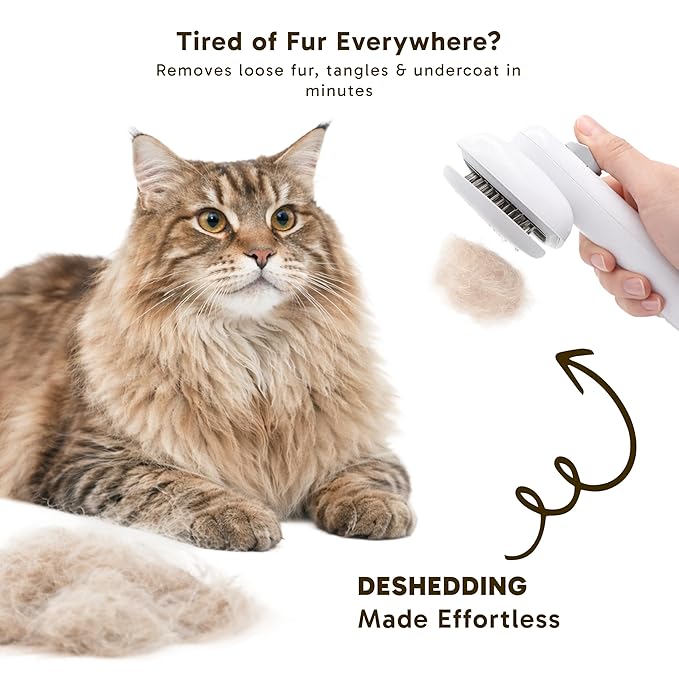 Wolfster Self Cleaning Deshedding Cat Brush for Dogs & Cats - Skin Friendly Shading Brusn, Friendly Pet Sliker Brush for Long & Short Hair Animals, Deshedding Tool for pet supplies (White)