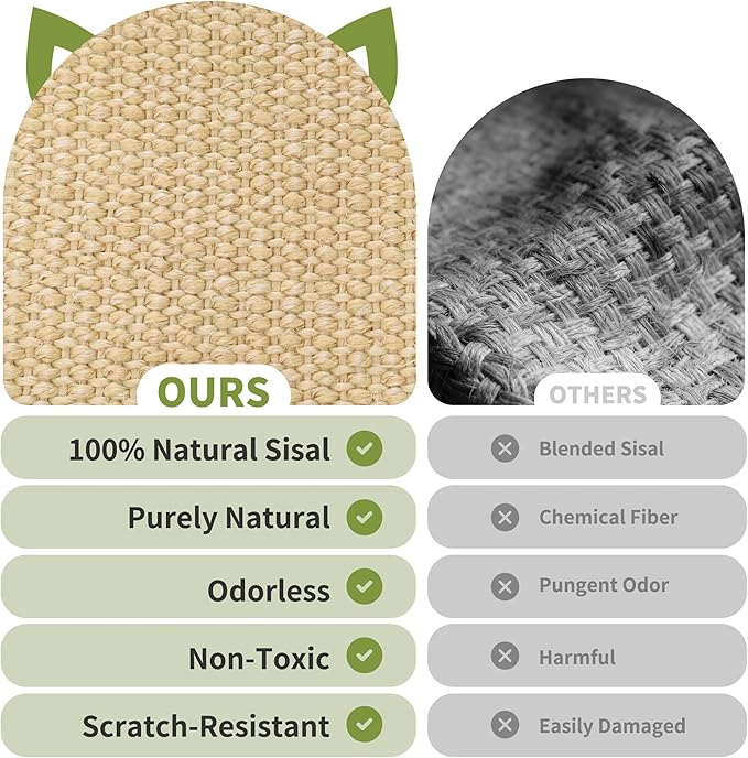 Sisal Cat Scratcher Bed for Cat, 23.6 Inches Thickened Wood Frame & Support Rods, Cat Hammock Chair, Easy to Install