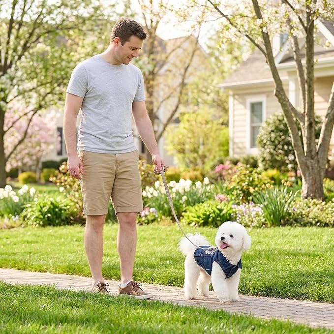 Dog Denim Vest with D-Ring, California Embroidered Jean Jacket for Small & Medium Dogs, Snap Button Puppy Clothes for Walking & Photos(XL)