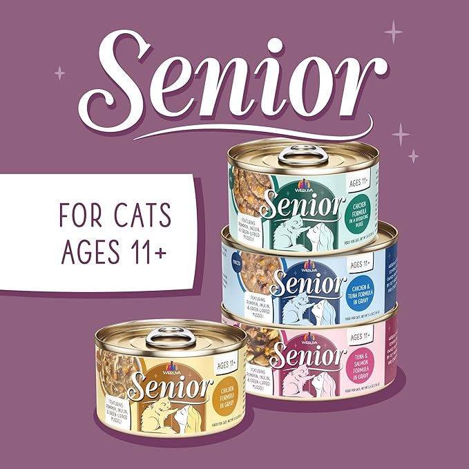 Weruva Senior Cat Food, Timeless Tails Variety Pack, 3oz Can, Pack of 12