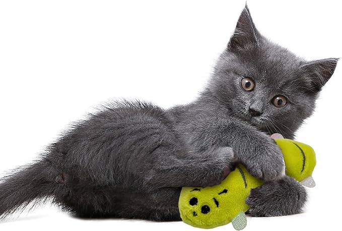 Pounce & Purr® Plush Cat Toys, Catnip & Silvervine Infused, Shiny Iridescent Accents, Interactive Play Toys for Cats & Kittens (Centipede)