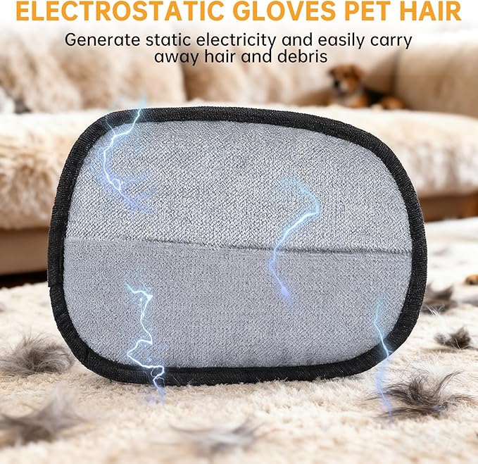 Upgraded Pet Hair Removal Glove, 2 Pack Newly Upgraded Electrostatic Pet Hair Remover Glove with Comb & Pet Hair Keychain, Magic Glove for Pet Hair for Clothing, Couch, Carpet, Car Seat