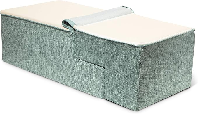 Best Pet Supplies Dog Stairs & Steps - Foam Steps for Small Dogs & Cats, Non-Slip Indoor Balanced Pet Step Support, Dog Ramp, No Assembly, Foldable Stair, Pale Teal, 4-Step