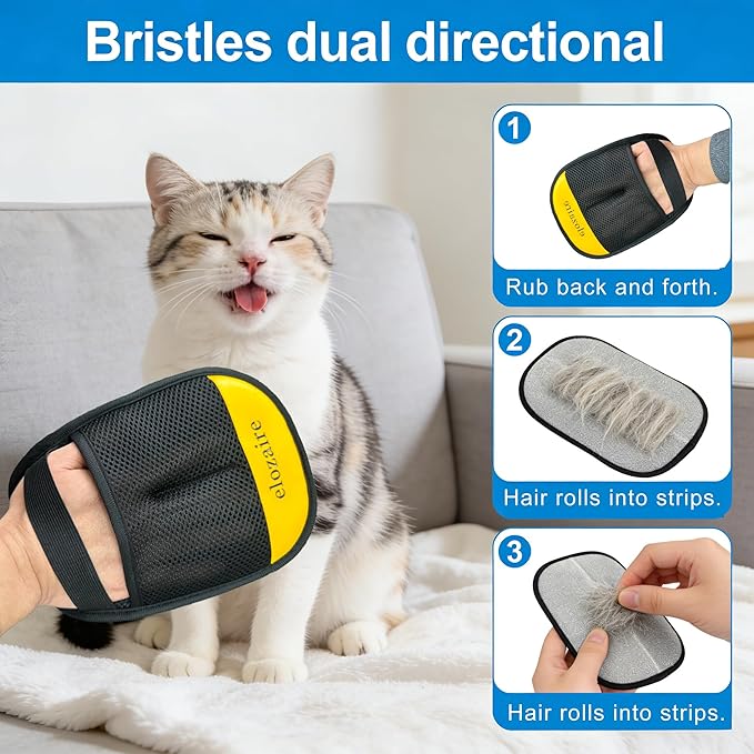 Pet Hair Remover Glove for Carpet, Reusable Dog & Cat Hair Removal Tool for Couch, Furniture, Rug, Car Seat & Clothing, Electrostatic Lint Cleaner with Large Cleaning Surface