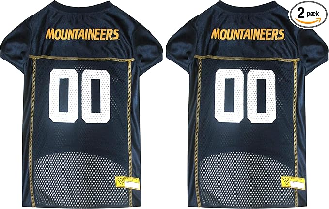 NCAA College West Virginia University Mountaineers Mesh Jersey for Dogs & Cats, XX-Large. Licensed Big Dog Jersey with Your Favorite Football/Basketball College Team (Pack of 2)