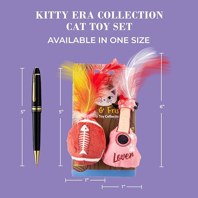 Haute Diggity Kitty Era Collection Set, Plush Cat Toys Catnip Filled with Interactive Crackle Sound, Safe & Durable Toys for Cat & Kitten, 2 Pcs