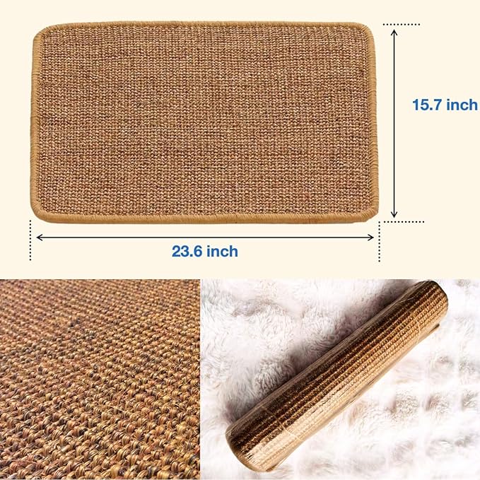Cat Scratcher Mat,23.6 X 15.7 Inch,sisal cat scratchers for Indoor Cats,cat Scratch pad,cat Scratching Board,cat Scratching Post,sisal Rug Carpet,cat Scratch Furniture Protector,Brown,2 Pack