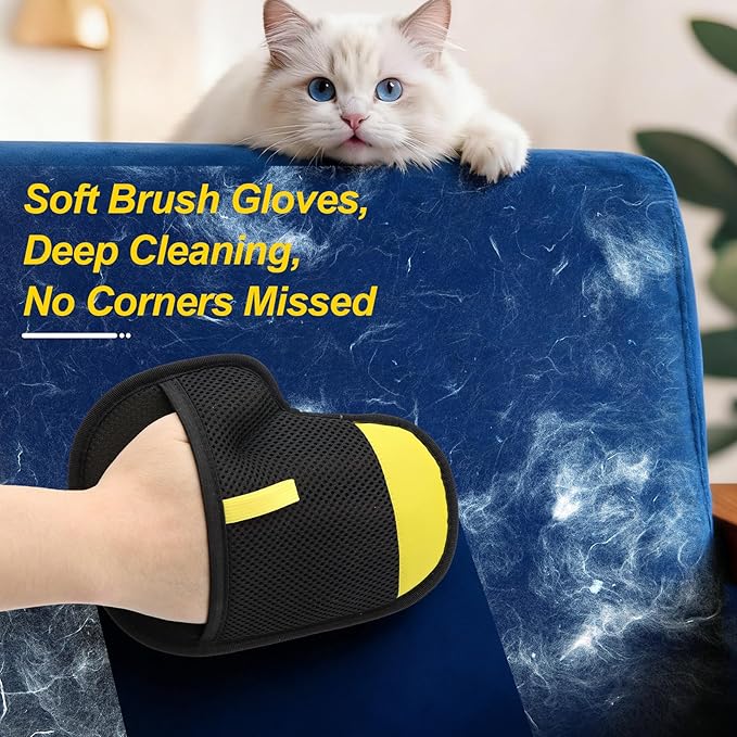 Pet Hair Removal Glove for Dogs and Cats,2 PCS Upgraded Double Sided Electrostatic Pet Hair Removal Gloves,Reusable Pet Cat Dog Hair Remover Gloves for Couch,Carpet,Bed Sheets,Blankets,Clothes