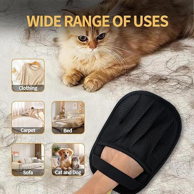 Pet Hair Removal Glove for Cats and Dogs,Newly Upgraded Reusable Effortless & Efficient Electrostatic Pet Hair Grooming Tool for Laundry & Clothing,Couch,Carpet,Car Seat,Five-Finger Design Large Size