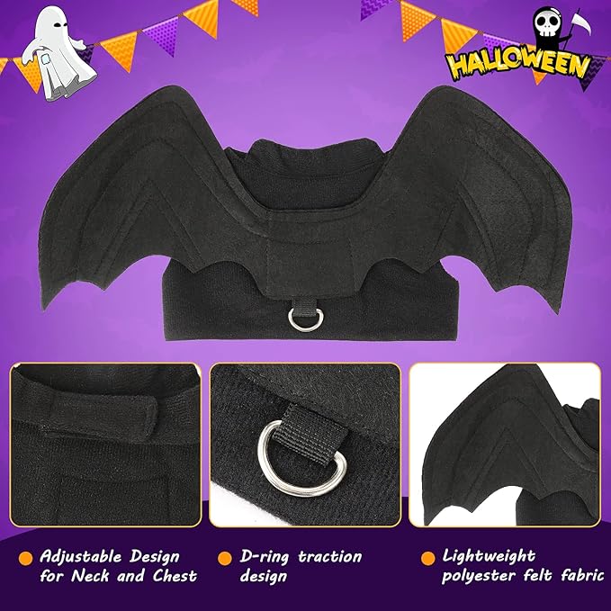 Rypet Bat Wings Pet Costume, Polyester Felt Cloth, Small, Halloween, Unisex, Durable, Easy to Clean, Bat Wings Costume for Small Dogs Cats