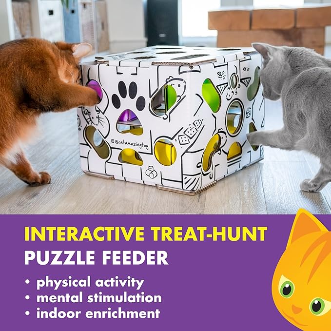 Cat Amazing Sliders – Puzzle Toy for Indoor Cats – Treat Box Interactive Maze – Enrichment Feeder – Best Cat Toy Ever!