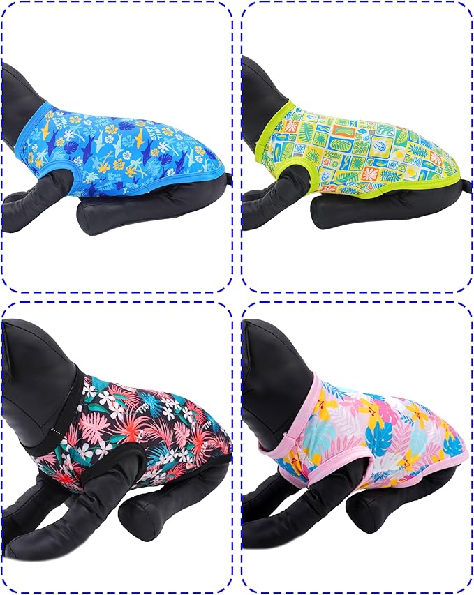 PET SHOW 4 Pack Dog Hawaiian Shirts for Large Dogs UPF 50+ UV Sun Protection Summer Cool Clothes Tank Top Floral Dog T-Shirts Pet Holiday Party Sleeveless Vest Boy Girl(XX-Large)