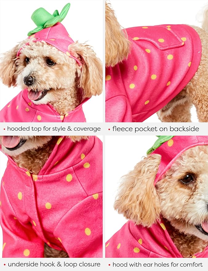 Rubies Strawberry Pet Hoodie Costume for Dogs or Cats, XL