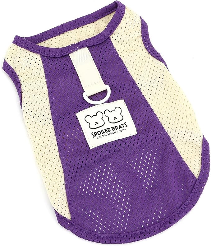 PAIDEFUL Breathable Mesh T-Shirt for Small Dogs Summer Doggie Cool Vest Soft Lightweight Puppy Tee Shirts Sleeveless Pet Tank Top Sweatshirts Cozy Chihuahua Clothes Cat Apparel D-Ring,Purple,S