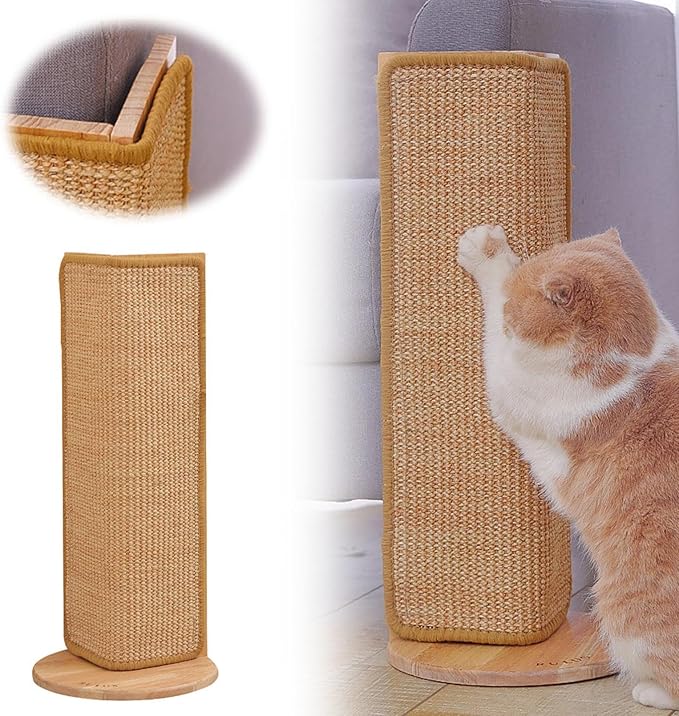 Cat Scratcher Corner Post, No Drilling Wall Sofa Couch Corner Cat Sisal Scratching Pad Furniture Protector for Couch Door Bed