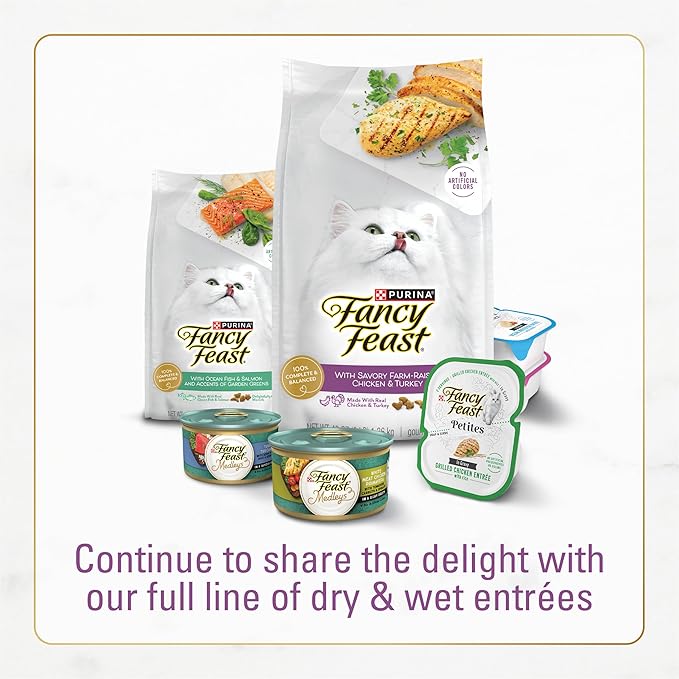 Purina Fancy Feast Dry Cat Food with Savory Farm-Raised Chicken and Turkey - (Pack of 4) 16 oz. Bags