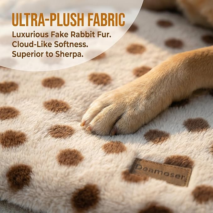 Self Warming Mat for Cats Dogs Self Heating Thermal Pad for Crates Cages Couches Beds 24" L x 17.7" W Removable Cover Non-Slip Bottom Indoor Outdoor Brown S