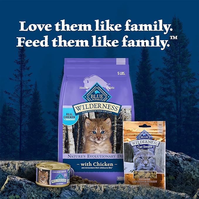 Blue Buffalo Wilderness Natural Kitten Dry Cat Food, with DHA and ARA to Support Brain and Eye Development, High-Protein and Grain-Free Diet, Chicken, 5-lb. Bag
