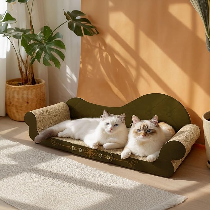 DWCN 26" Large Cat Scratcher Bed, Durable Cardboard Cat Couch Scratching Board, Long-Lasting Scratch Lounge for Indoor Cats, Furniture Protector