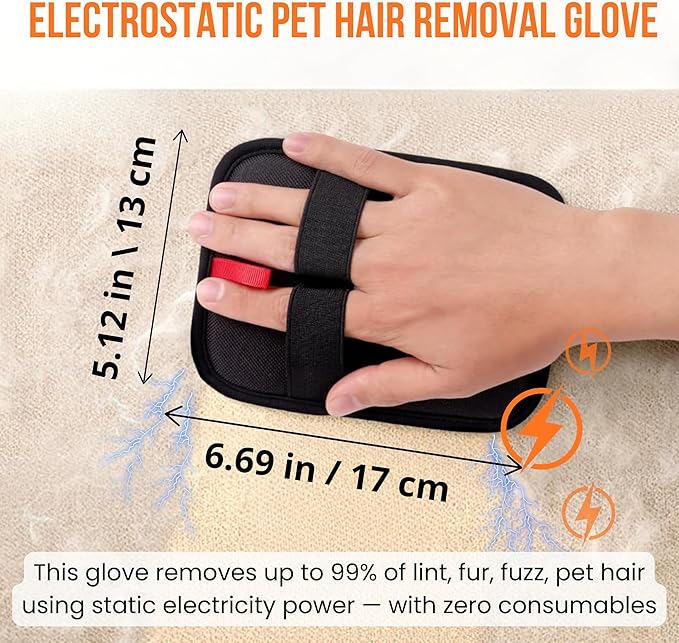 2PCS Magic Brush Glove Pet Hair & Pet Bandana; Electrostatic Grooming Removal Gloves for Dogs &Cats, Reusable, Quick Clean, Hair Removal Tool