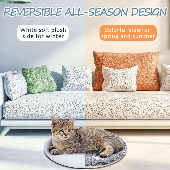 VitalCozy 2 Pack Self Heating Cat Pad Self Heating Cat Bed Machine Washable Heat Pet Mat Reversible Body Thermal Warm Round Dog Bed Crate Blanket for Feral and Indoor Cats(16'',Double Star)