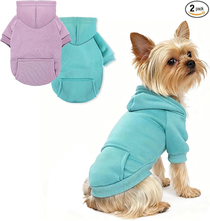 Pet Hoodie Dog Sweater for Small Dogs Girl Boy, Winter Puppy Sweatshirts with Pockets Hood, Warm Fleece Lined Dog Clothes Chihuahua Coat Clothing Puppy Cat Custume, Small