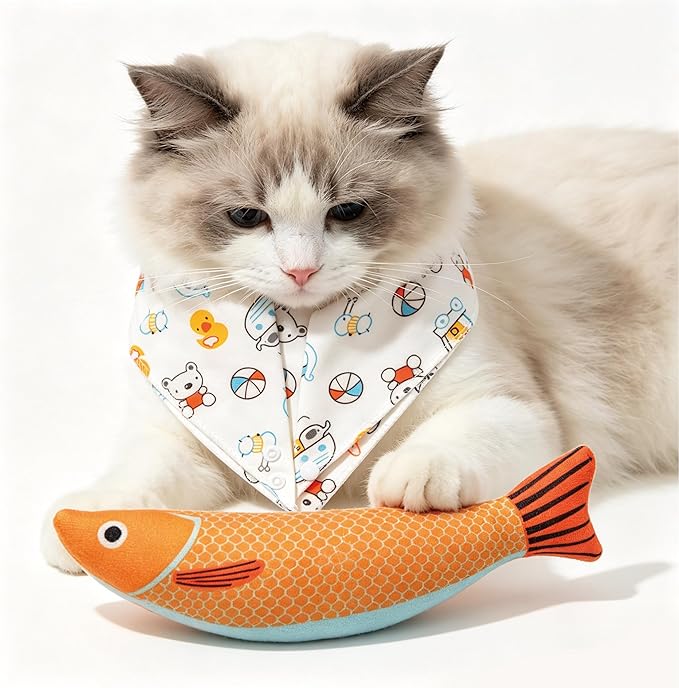 Cat Toys with Soft Chew Kicker Cat Toys for Indoor Cats & Kittens, Crinkle &Rattle Fish Sound Toy (3 Packs)