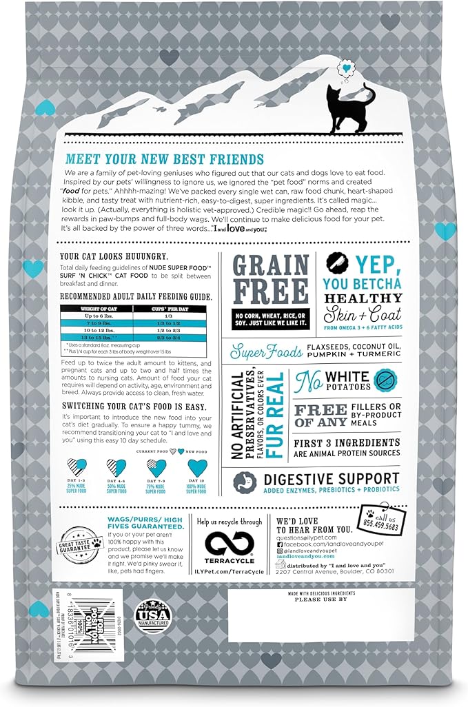 I and love and you Nude Dry Cat Food - Grain Free Limited Ingredient Kibble, Whitefish + Chicken, 5-Pound Bag