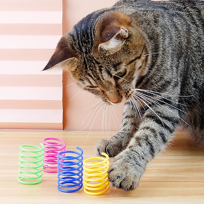 Andiker Cat Springs for Indoor Cats, 12Pc Cat Creative Toy to Kill Time and Keep Fit Interactive Cat Toy Spring Colorful Springs Cat Toy for Swatting, Biting, Hunting Kitten Toys (Colorful)